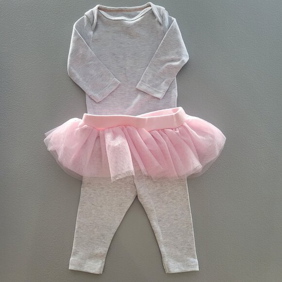 Cloud Island Baby Girl 2 piece Set Long Sleeve Bodysuit Pink Sparkle Tutu Pants - Picture 1 of 7